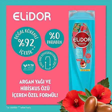 Elidor Argan Yağı & Hibiskus Özü Doğanın Enerjisi Şampuan 3 x 400 ML