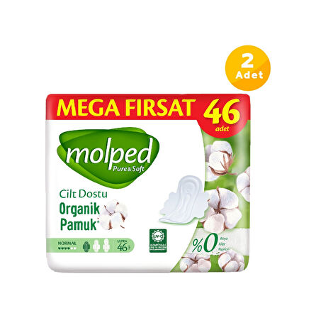 Molped Pure & Soft Mega Fırsat Hijyenik Ped Normal 2 x 46'lı
