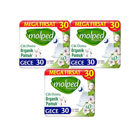Molped Pure & Soft Hijyenik Ped Gece 3 x 30'lu