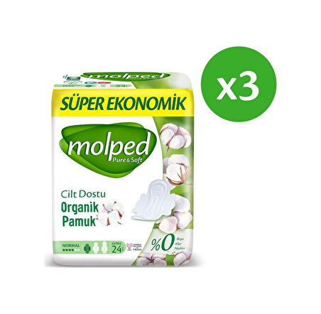 Molped Pure & Soft Normal Süper Ekonomik Ped 24 Lü X 3 Adet 