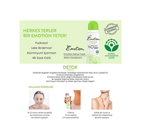 2 Adet Detox Fresh Kadın Deodorant Sprey 150 ml