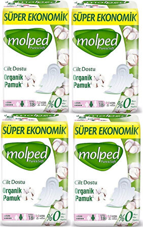 Molped Pure & Soft Süper Ekonomik Hijyenik Ped Uzun 4 x 18'li