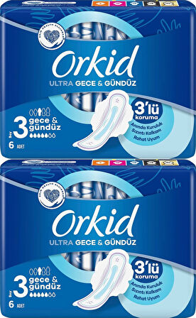 Orkid Ultra Extra Hijyenik Ped Gece & Gündüz 2 x 6'lı