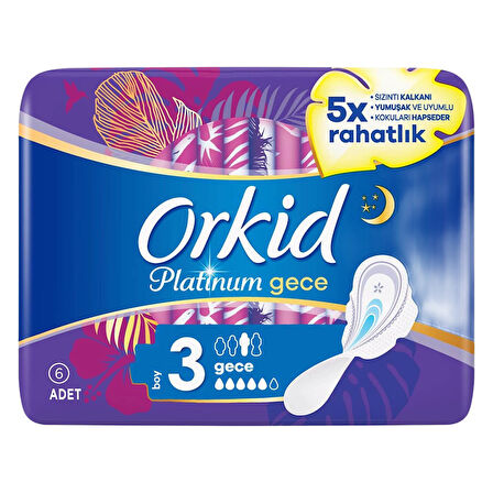 Orkid Hijyenik Ped Platinum Gece 6'lı