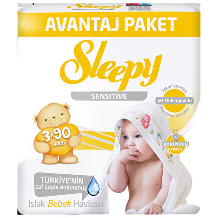 Sleepy Islak Havlu Sensitive 3x90'lı