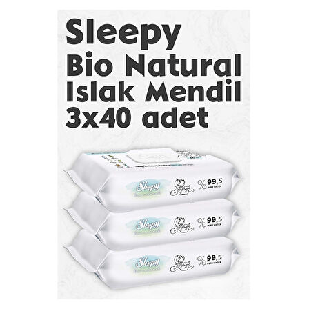 Sleepy Bio Natural Yenidoğan Islak Mendil 3x40'lı