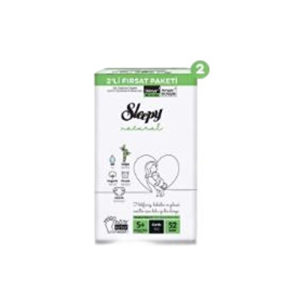 Sleepy Bebek Bezi Natural 2'li Ekonomik Fırsat Paketi 5+ Numara Junior Plus 52 Adet