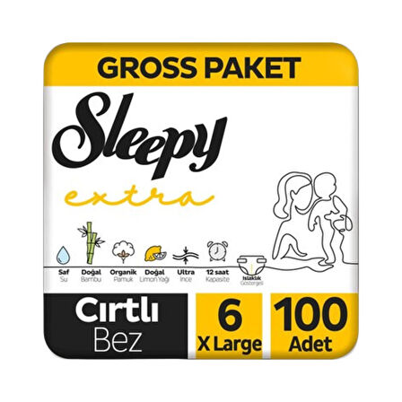 Sleepy Bebek Bezi Ekstra 6 Numara Cırtlı Bez 100 Adet