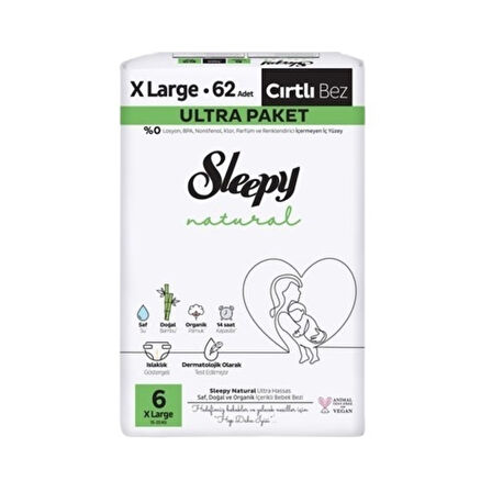 Sleepy Cırtlı Bebek Bezi 6 Numara 62’li