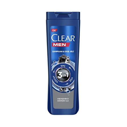 Clear Men Şampuan & Duş Jeli 3in1 Arındırıcı Kömür 350 Ml