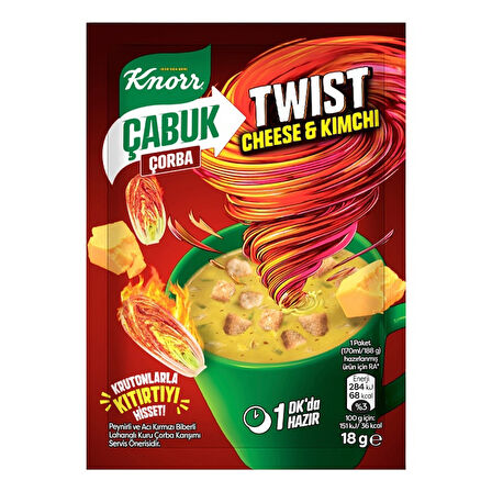 Knorr Çabuk Çorba Twist Cheese Kimchi 18 Gr