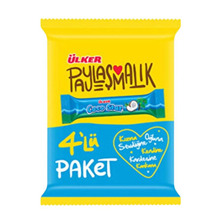 Ülker Coco Star Sütlü Kaplı Hindistan Cevizli Bar 4'lü Paket 100 Gr