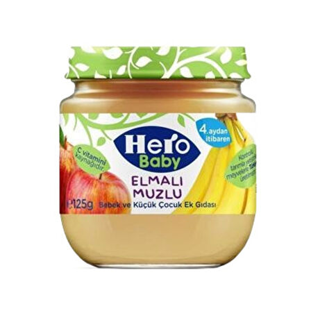 Hero Baby Mama Elmalı & Muzlu Kavanoz 4+ Ay 125 Gr