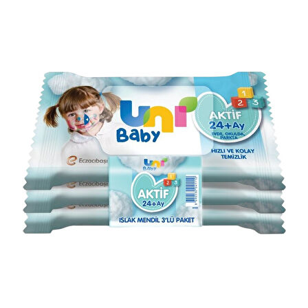 Uni Baby Islak Mendil Aktif Cep 3'lü