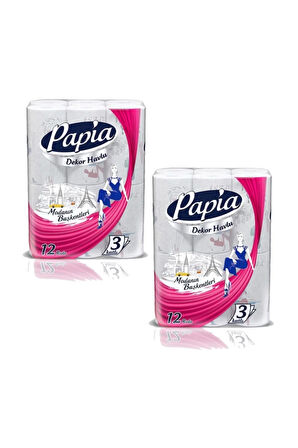Papia Dekor Kagıt Havlu 12 Li X 2 Paket = 24 Rulo