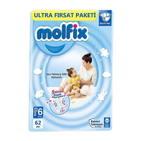 Molfix Bebek Bezi 6 Numara Extra Large 62'li