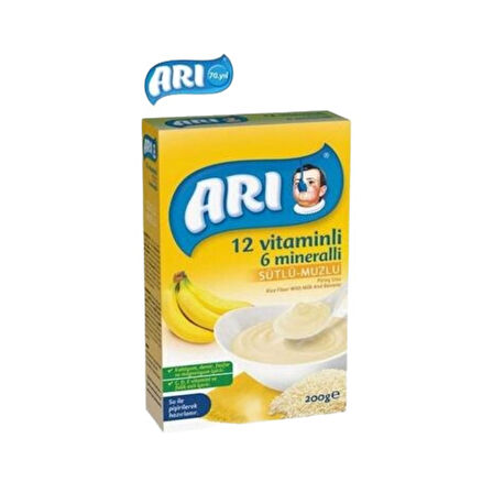 Arı Mama Pirinç Unu Sütlü Muzlu 12 Vitminli 6 Minarelli 200 Gr