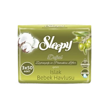 Sleepy Bebek Islak Havlusu Unisex 3x50'li
