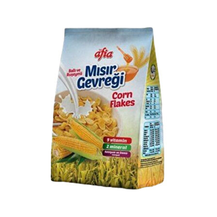 Afia Gül Ballı Ve Ruşeymli Mısır Gevreği Corn Flokes Gimdes Helal Sertifikalı 450 Gr