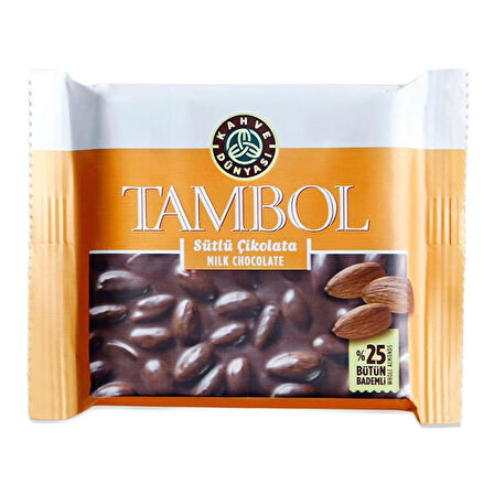 Kahve Dünyası Çikolata Tambol Bütün Bademli Sütlü 77 Gr