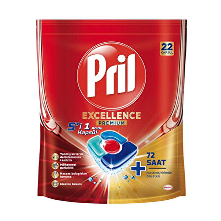 Pril Prill Excellence 5'i 1 Arada Bulaşık Makinesi Deterjanı 22 Kapsül