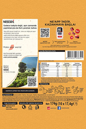Nescafe Nescafé 3ü1 Arada Sütlü Köpüklü Çözünebilir Kahve 17,4g 10'lu paket 10X6