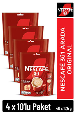 Nescafe 3ü1 Arada Original Çözünebilir Kahve 17,5g 10'lu Paket 10X4