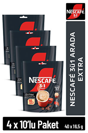 Nescafe 3ü1 Arada Extra Çözünebilir Kahve 16,5g 10'lu Paket 10X4
