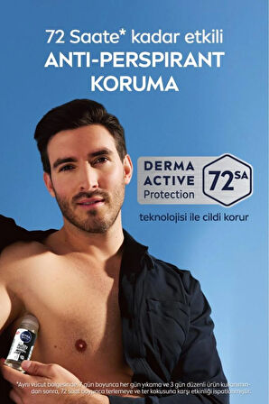 NIVEA MEN Erkek Roll-on Deodorant Black&white Invisible Original 50ml, 72 Saat Anti-perspirant, X2 Adet
