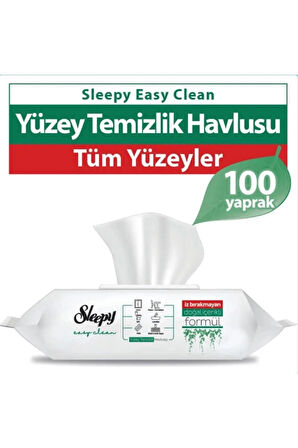 Sleepy Easy Clean Beyaz Sabun Katkılı Yüzey Temizlik Havlusu - 100'lü 10 Paket