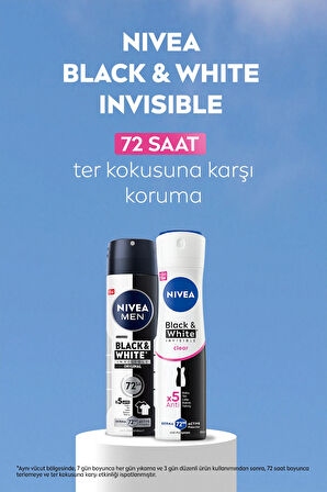 NIVEA Kadın Sprey Deodorant Black&white Clear 150ml, 72 Saat Anti-perspirant Ter Koruması, X2 Adet