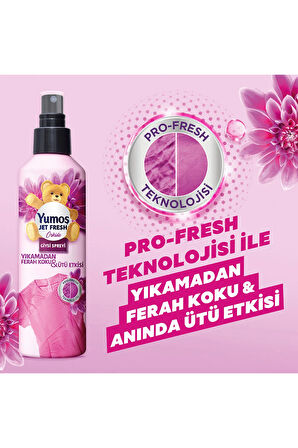 Yumoş Jet Fresh Giysi Spreyi Yıkamadan Ferah Koku Ve Ütü Etkisi Orkide 200 ml X3