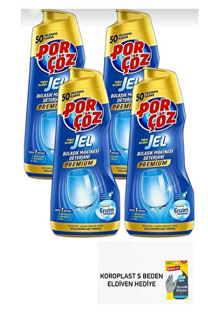 Porçöz 900 ml jel bulaşık deterjanı premium X4 adet koroplast ekstra güçlü bulaşık eldiveni hediyeli