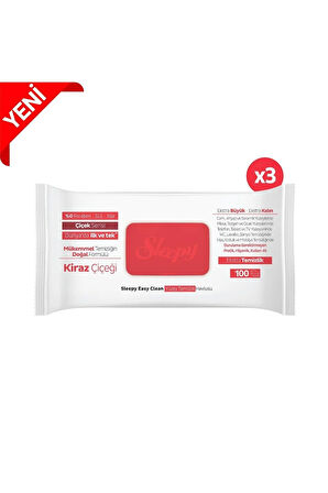Sleepy Easy Clean Kiraz Çiçeği Yüzey Temizlik Havlusu&mendili 3x100 (300 YAPRAK)