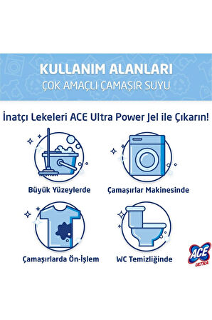 ACE Ultra Power Jel Kıvamlı Çamaşır Suyu Limon Tazeliği 750 ml X4 Adet