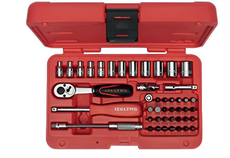İzeltaş 14000 005133 1/4” Altı Köşe Lokma Anahtar ve Bits Set (45 parça, mm)