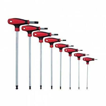 İzeltaş 4921 00 8108 T Tipi Yuvarlak Başlı Allen Anahtar Takımı (8 Parça, mm)