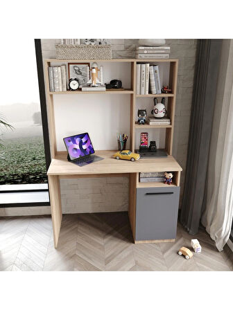 Afilli İzmir Çalışma Masası Flora Antrasit Tamamı Mdf