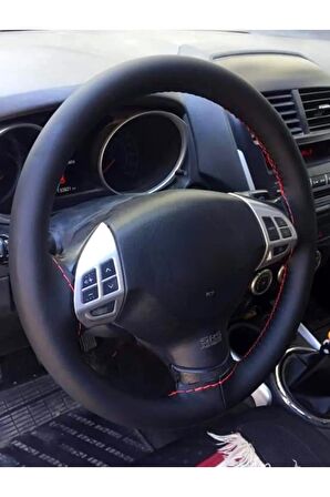 Seat Ibiza Uyumlu Deri Dikmeli Direksiyon Kılıfı Soft Kırmızı Ipli 10cm A Plus