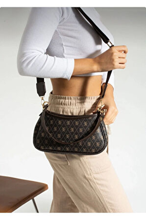Monogram Desenli Mini Omuz ve Çapraz Çanta – Kolon Askılı Omuz ve El askısı