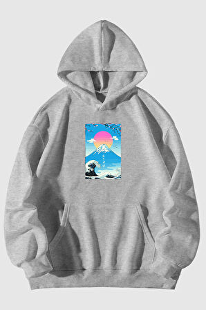 Ikikagi Baskılı Unisex Siyah Kanguru Cepli Kapüşonlu Sweatshirt Hoodie | XL