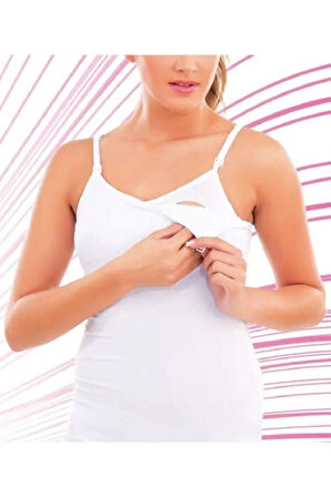 Kadın Beyaz Modal Emzirme Atleti 1268