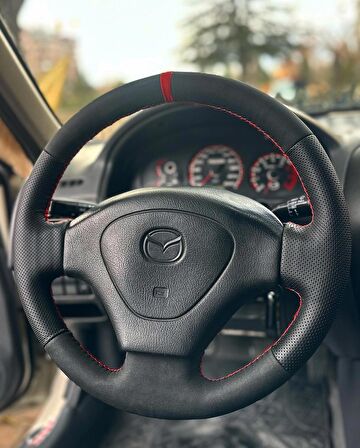 Mazda 3.23 Araca Özel Direksiyon Kılıfı (Noktalı Nubuk Yüzüklü)