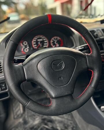 Mazda 3.23 Araca Özel Direksiyon Kılıfı (Noktalı Nubuk Yüzüklü)