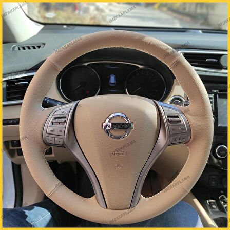 Nissan İxtiral Araca Özel Direksiyon Kılıfı (Krem Deri)