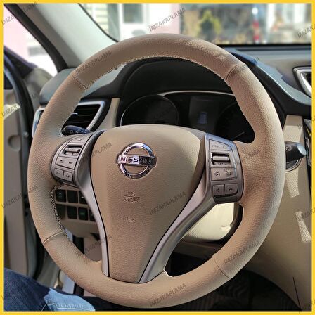 Nissan İxtiral Araca Özel Direksiyon Kılıfı (Krem Deri)