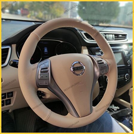 Nissan İxtiral Araca Özel Direksiyon Kılıfı (Krem Deri)