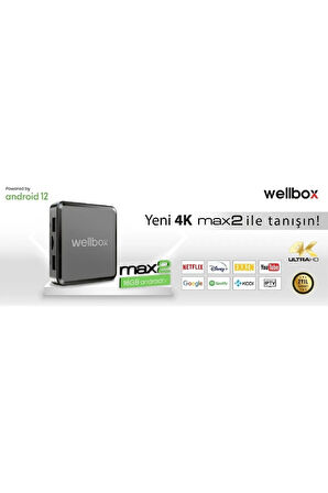 WELLBOX MAX2 Android TV BOX Wi-Fi Bluetooth HDMI Uydu Alıcısı