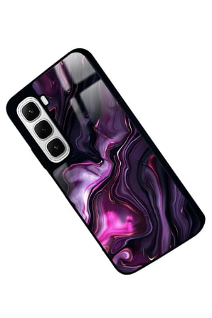 Infinix Hot 60İ Uyumlu Mor Mermer Tasarımlı Parlak Silikon Kılıf