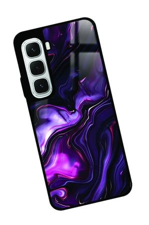 Infinix Hot 60İ Uyumlu Mor Mermer Tasarımlı Parlak Silikon Kılıf